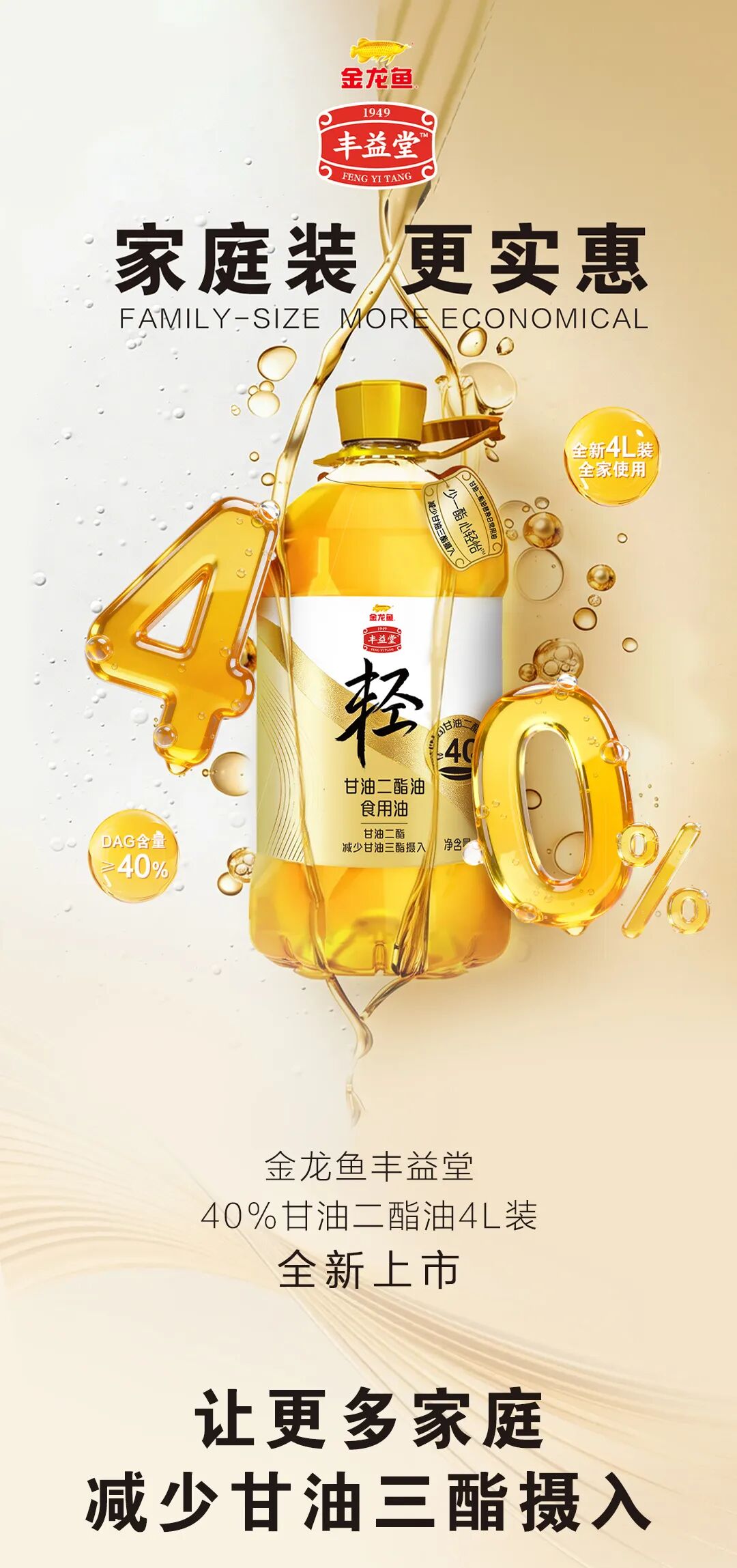 yd2333云顶电子游戏丰益堂40%甘油二酯油4L装全新上市，，，，，，，，让康健更“轻”松